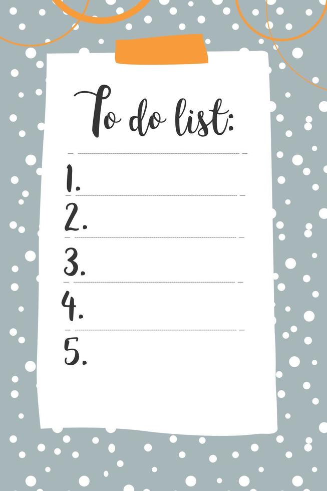 Modern template for to do list, great design for any purposes. Flat cartoon vector illustration. Printable background.
