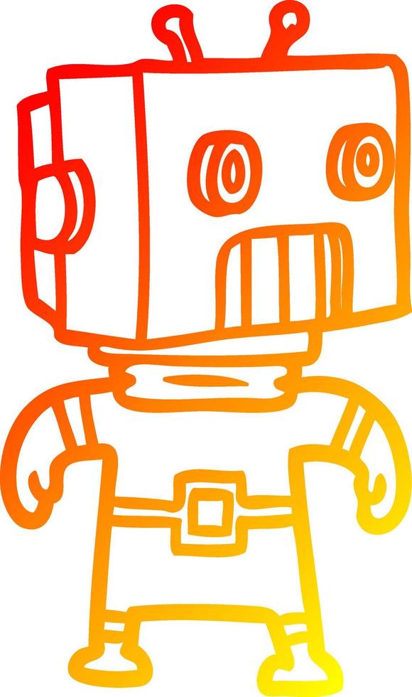 warm gradient line drawing cartoon robot vector