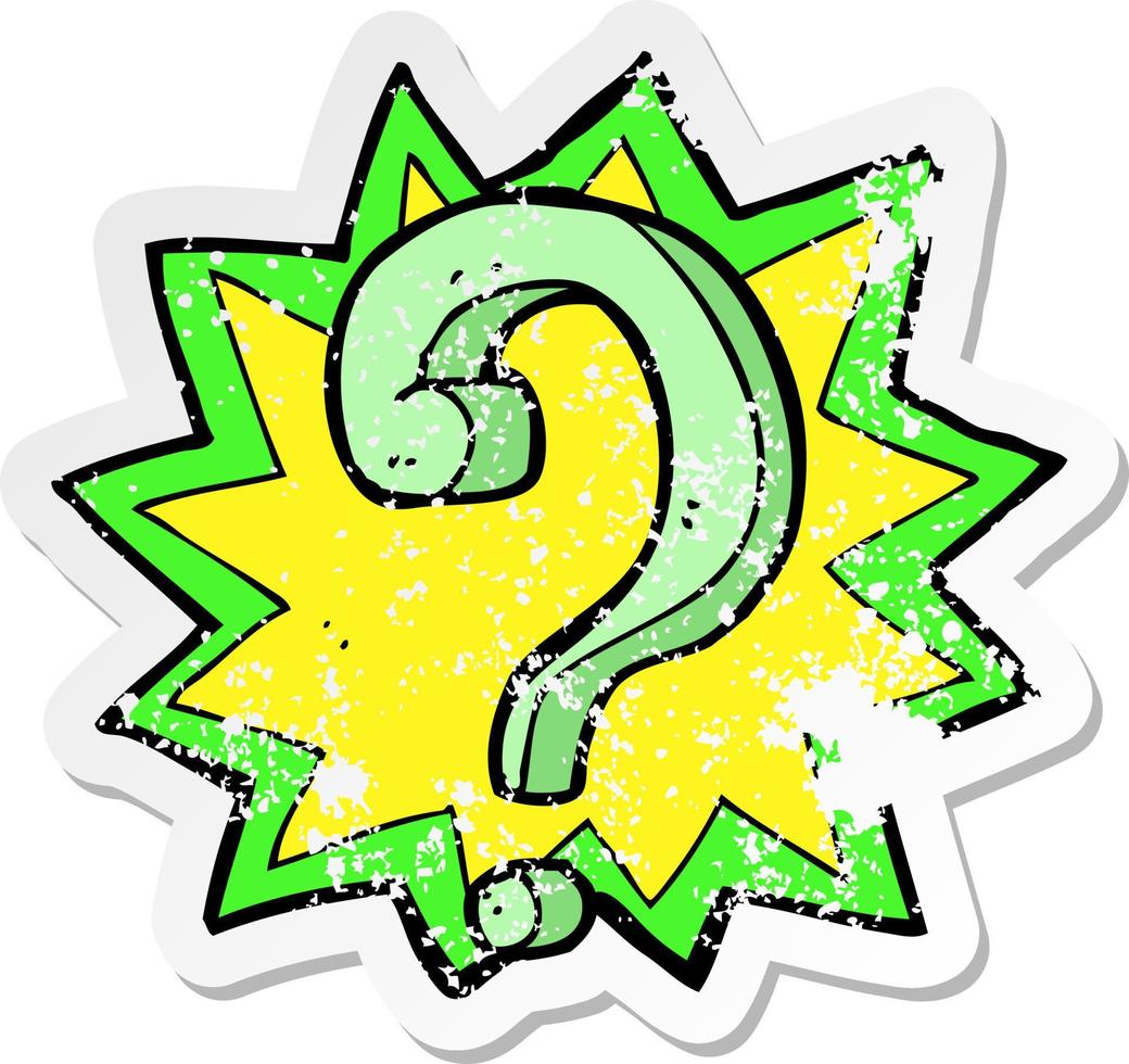 retro distressed sticker of a cartoon question mark vector