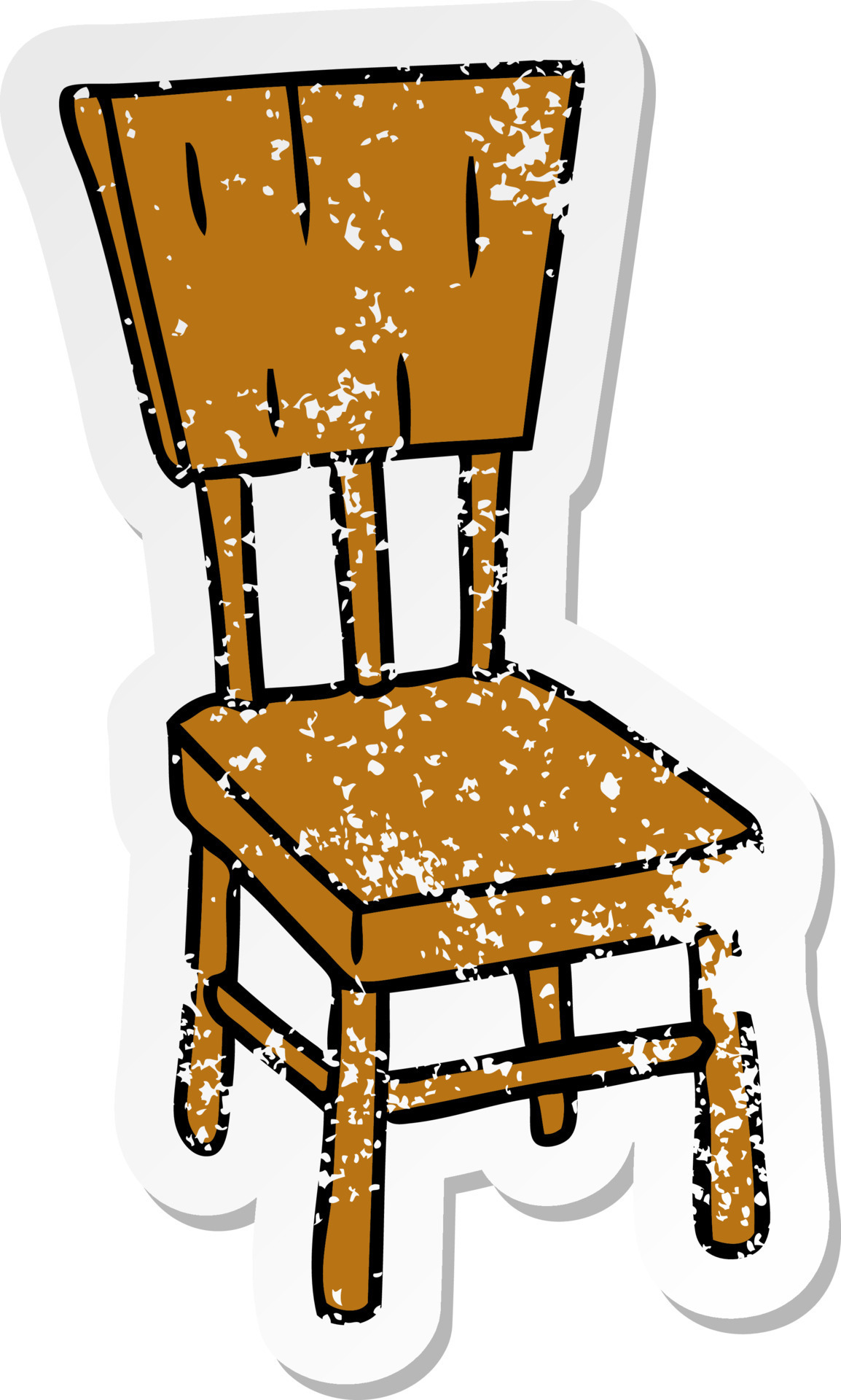 caricatura, pegatina, angustiado, garabato, de, un, silla de madera