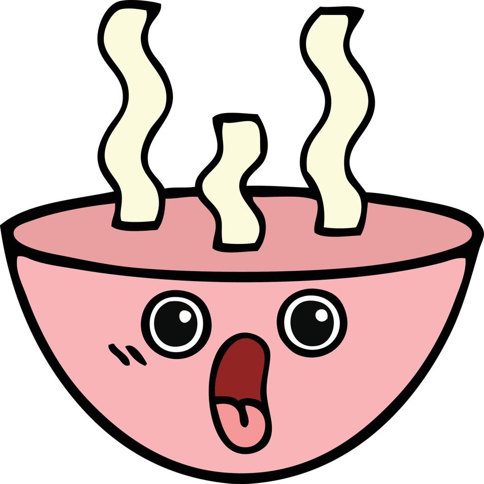 cute cartoon bowl of hot soup vector