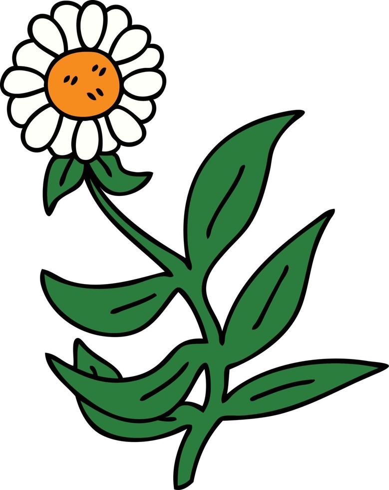 quirky hand drawn cartoon daisy flower vector