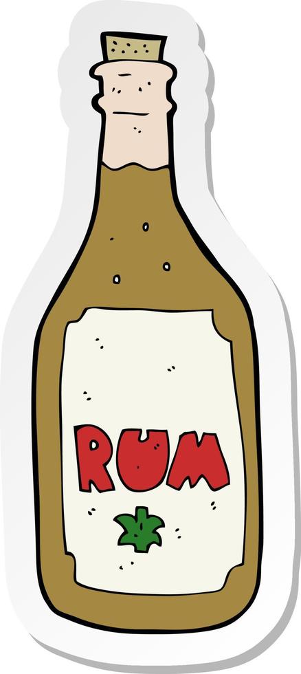 pegatina de una botella de ron de dibujos animados vector