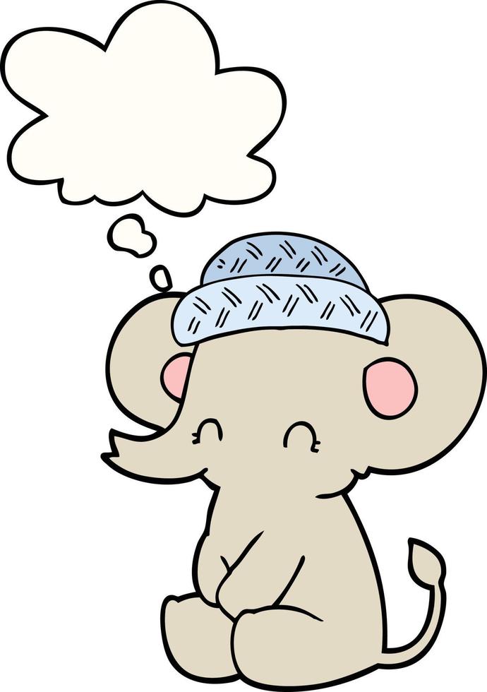 cartoon cute elephant and thought bubble vector