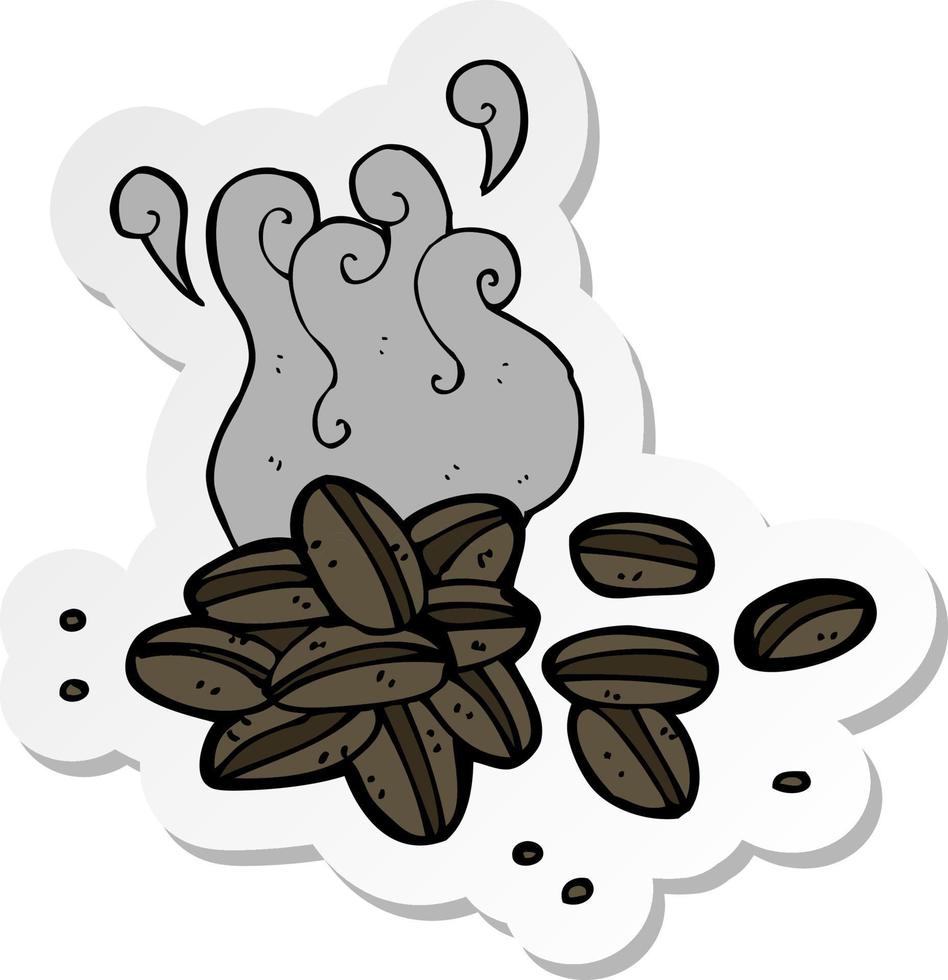 sticker of a cartoon coffee beans vector