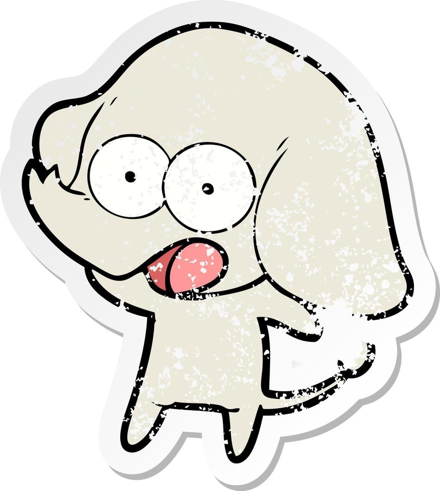 distressed sticker of a cute cartoon elephant vector