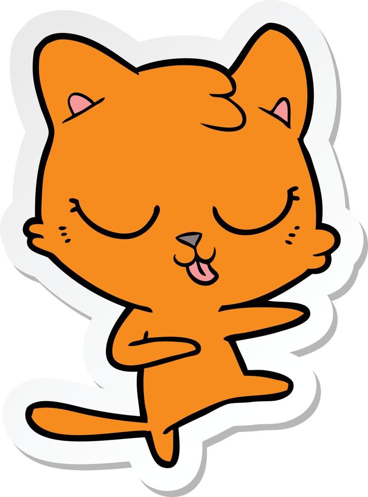 sticker of a cartoon hissing cat vector