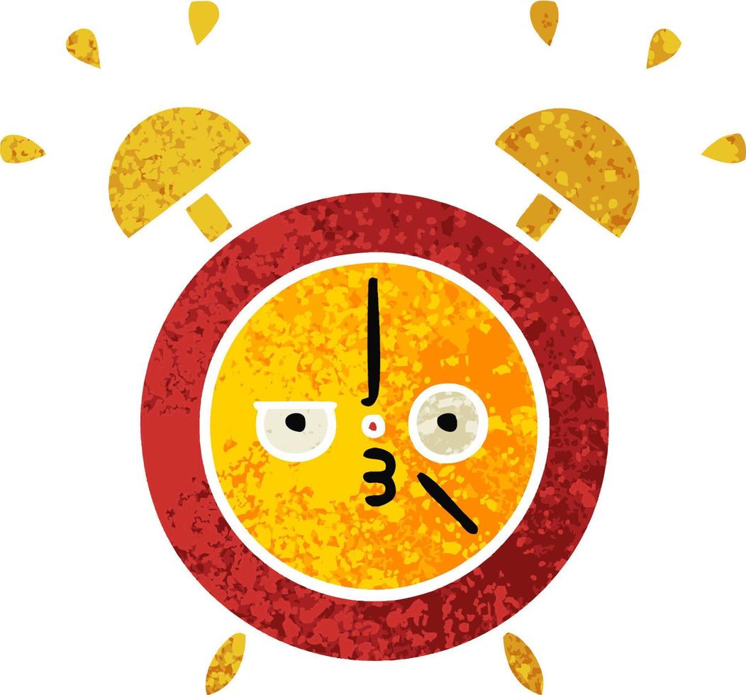 retro illustration style cartoon alarm clock vector