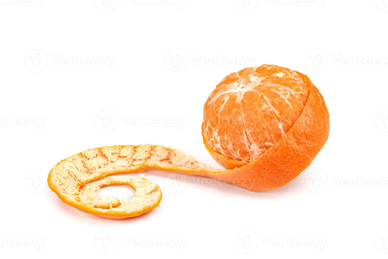 Orange peel fruit isolated on white background photo