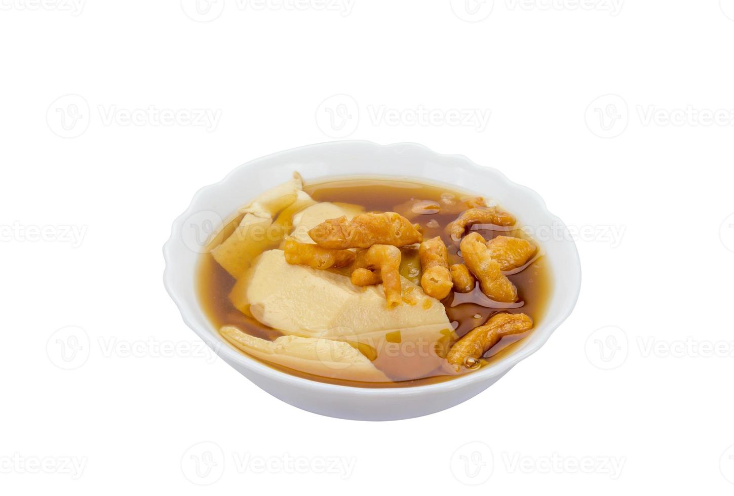 bean curd jelly dessert in ginger isolated on white background,clipping path photo