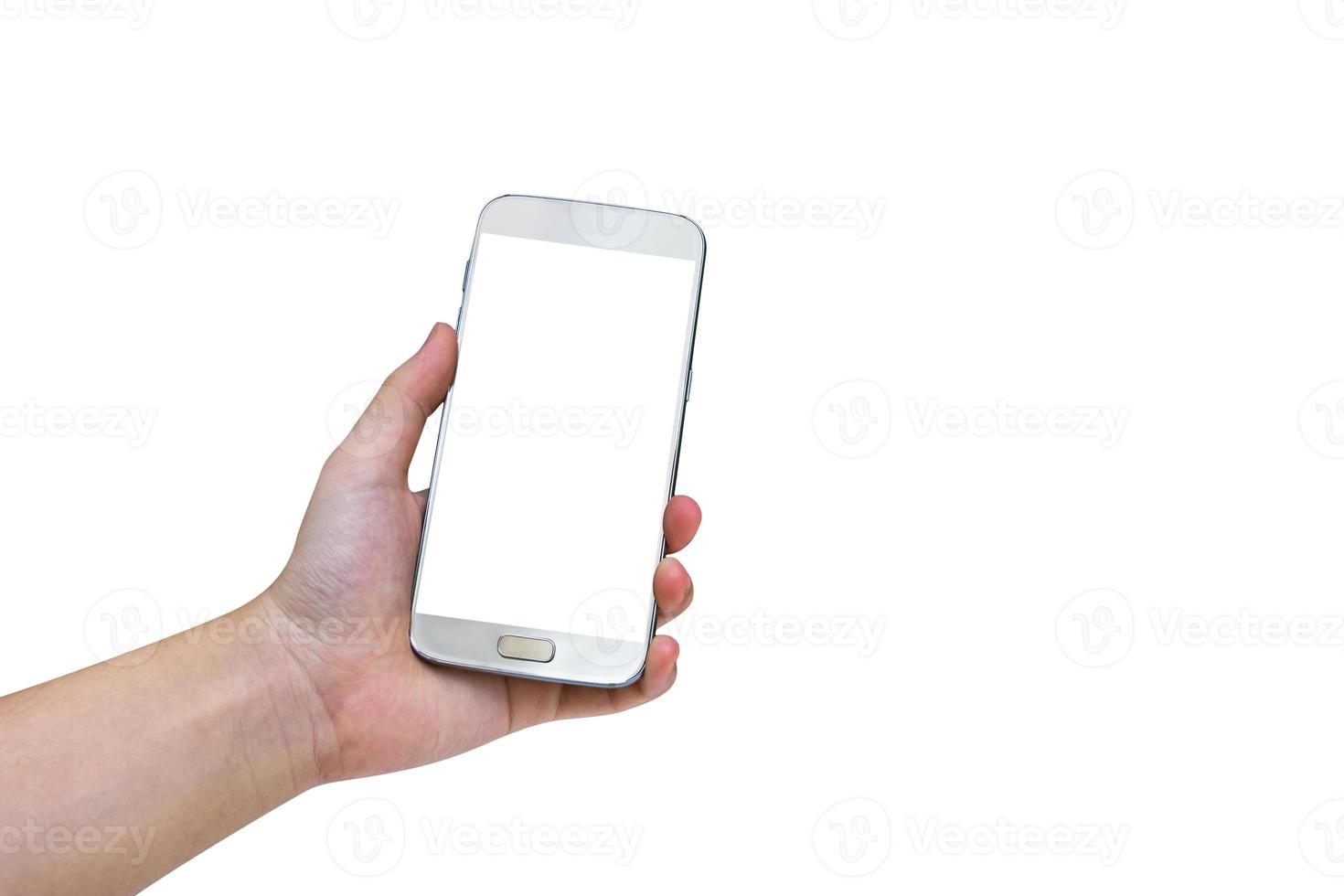 Woman using mobile smart phone isolated on white background,clipping path photo