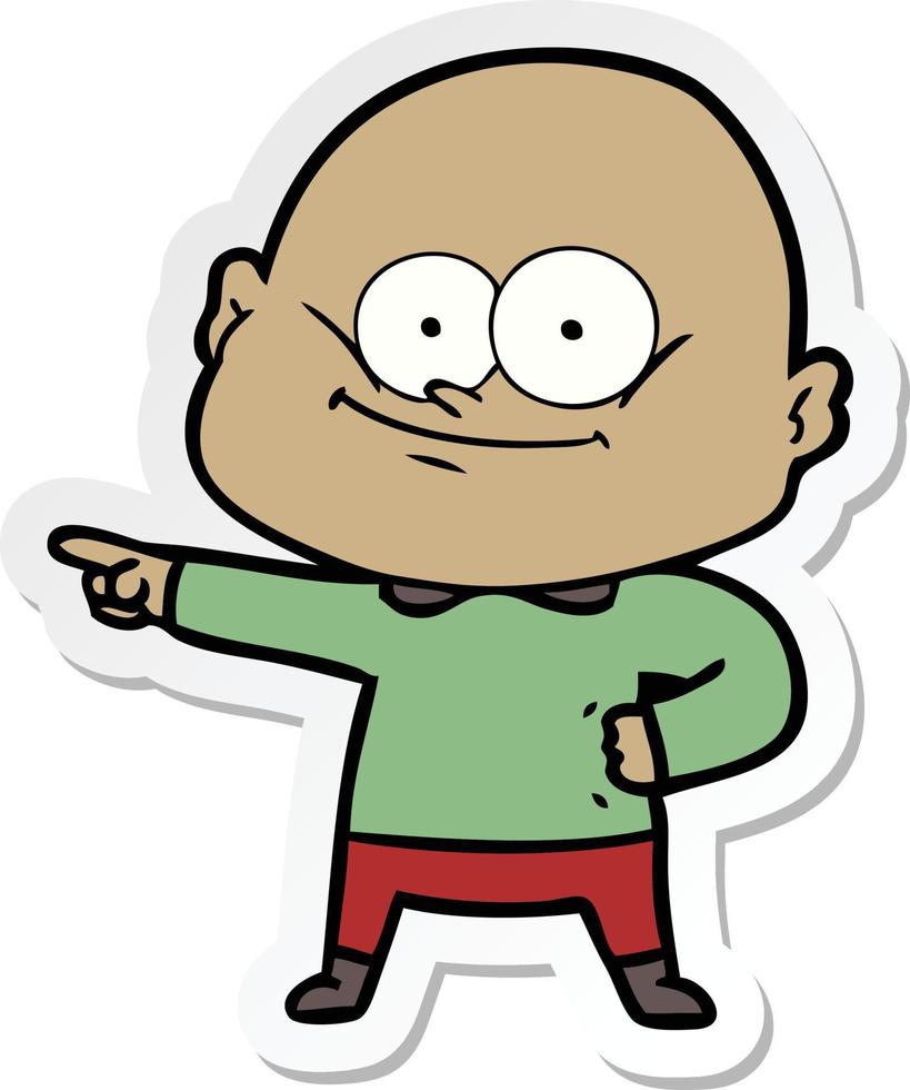 sticker of a cartoon bald man staring vector