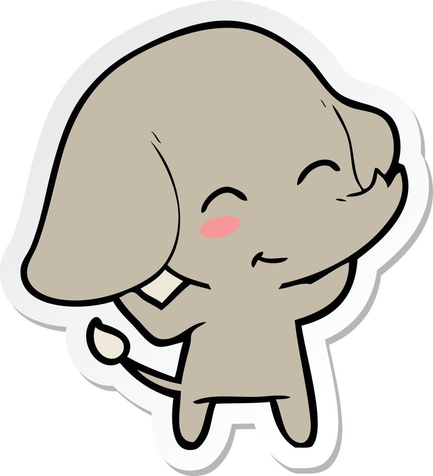 sticker of a cute cartoon elephant vector