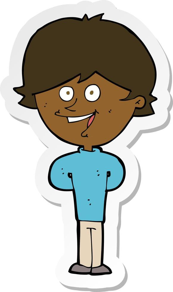 sticker of a cartoon happy boy vector