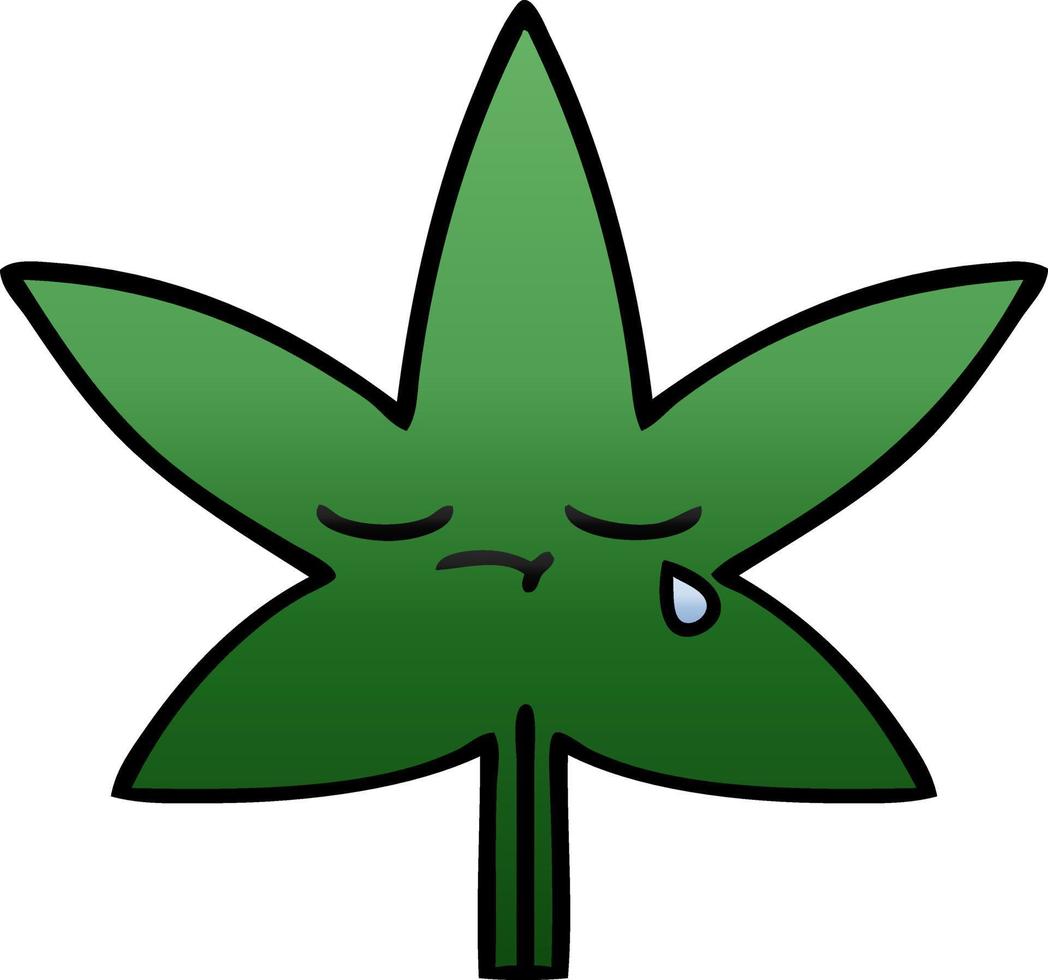 gradient shaded cartoon marijuana leaf vector