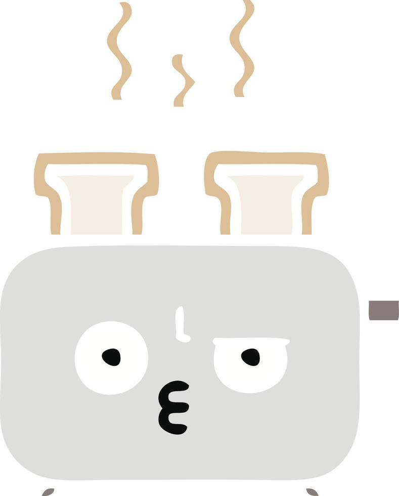 flat color retro cartoon of a toaster vector