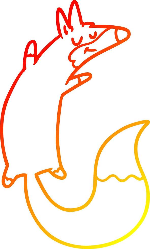 warm gradient line drawing cartoon jumping fox vector