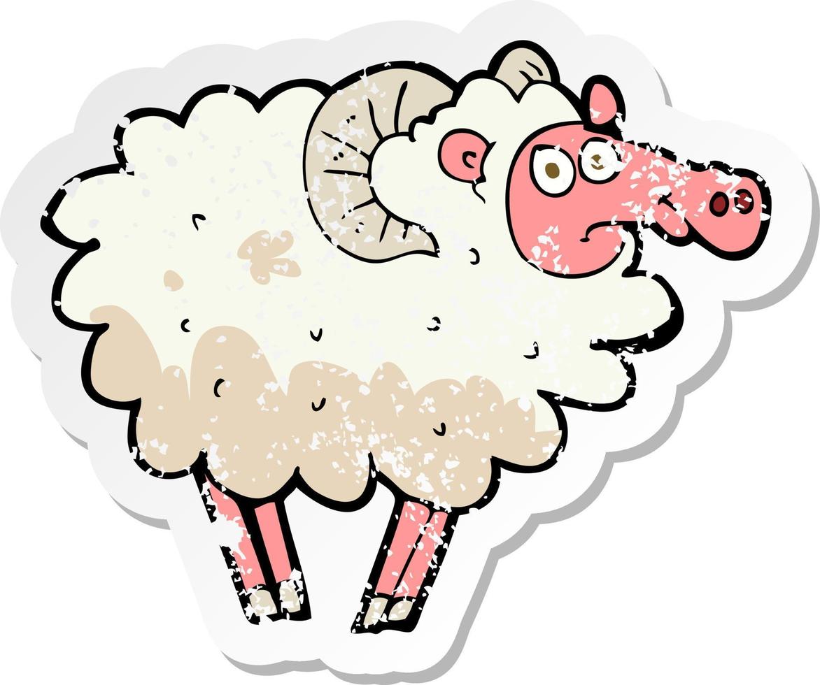 retro distressed sticker of a cartoon dirty sheep vector