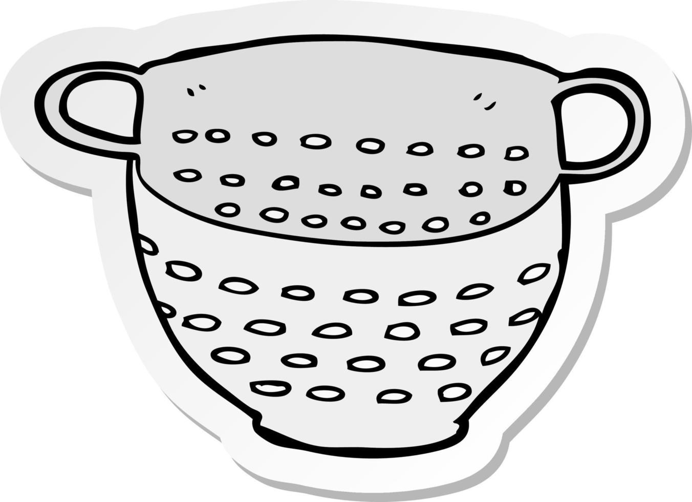 sticker of a cartoon colander vector