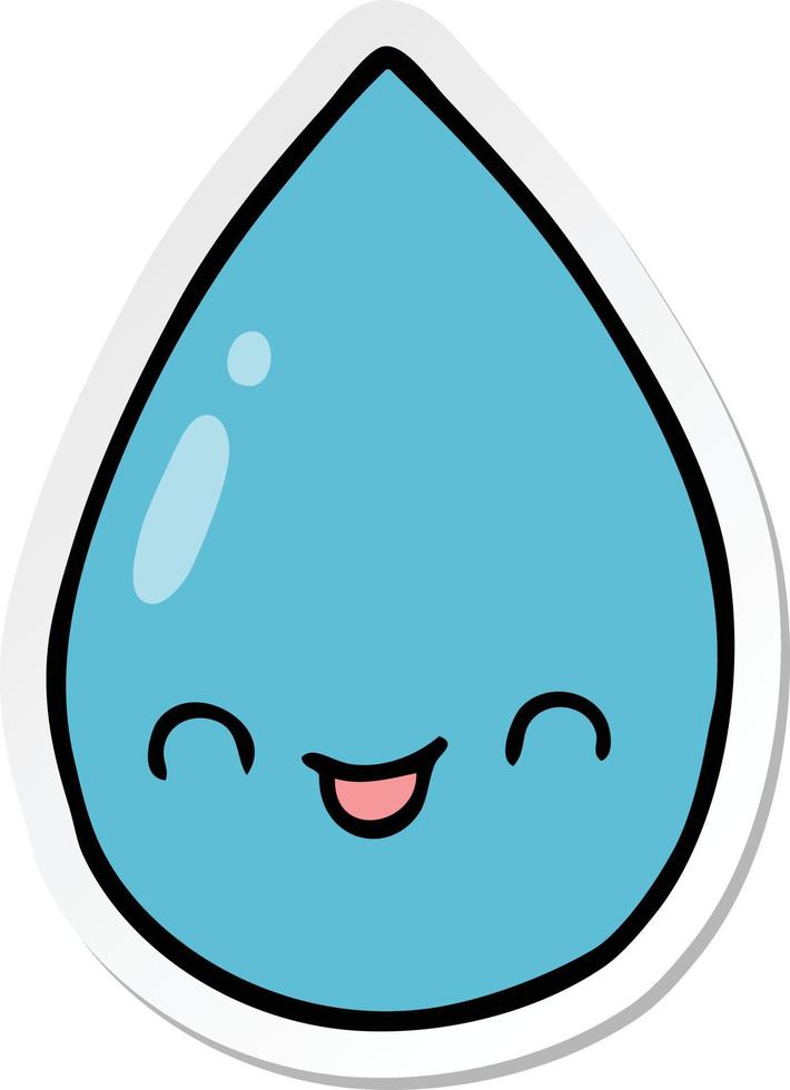 sticker of a cartoon cute raindrop vector