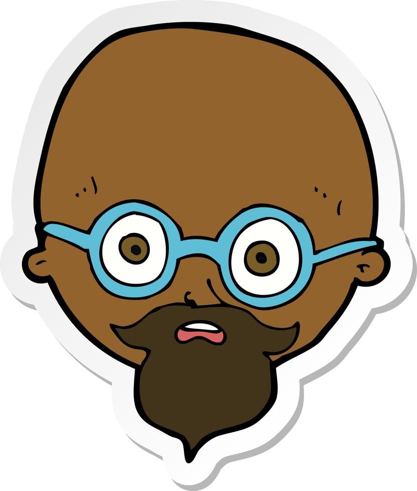 sticker of a cartoon shocked man with beard vector