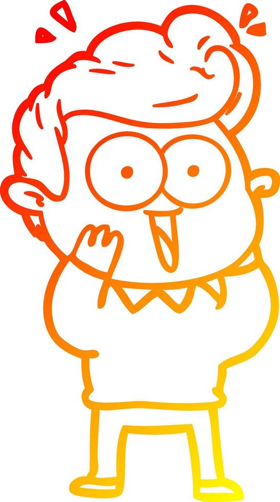 warm gradient line drawing cartoon excited man vector