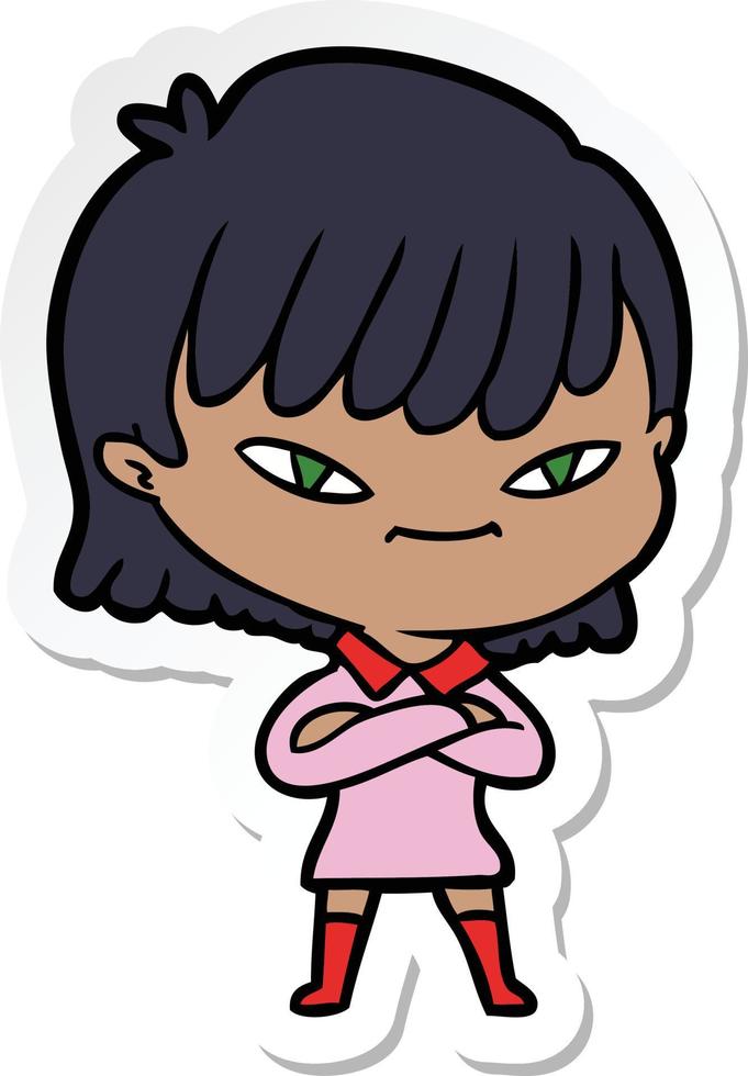 sticker of a cartoon woman vector