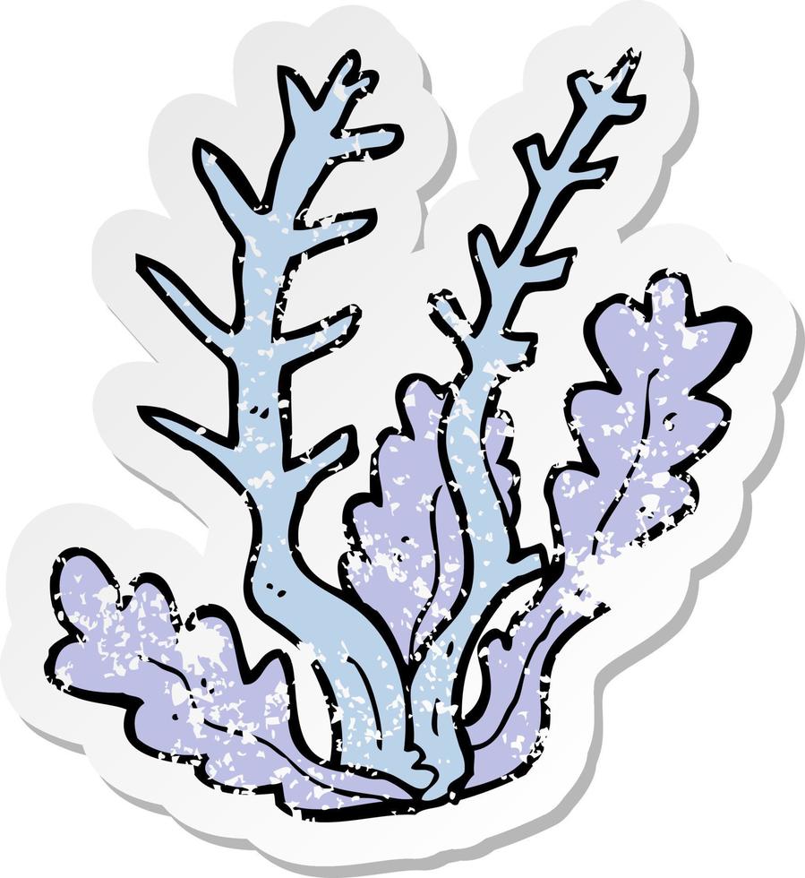 retro distressed sticker of a cartoon seaweed vector