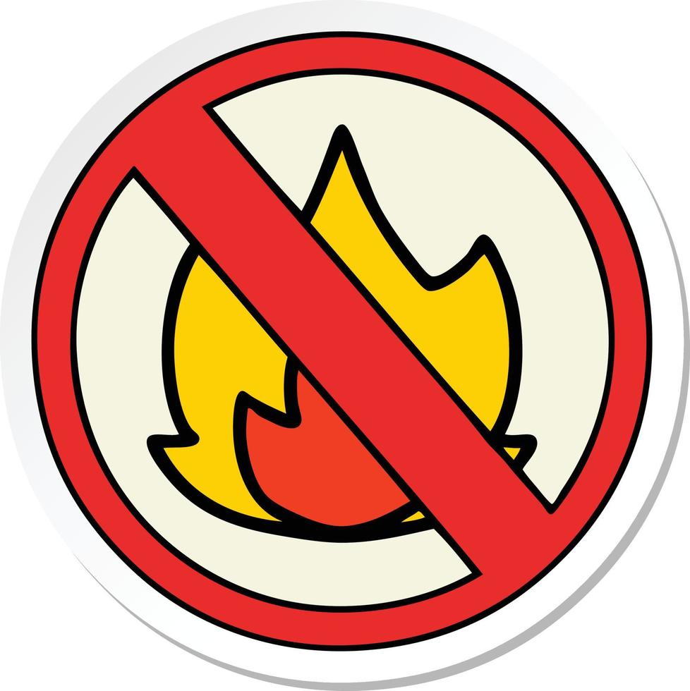 sticker of a cute cartoon no fire allowed sign vector