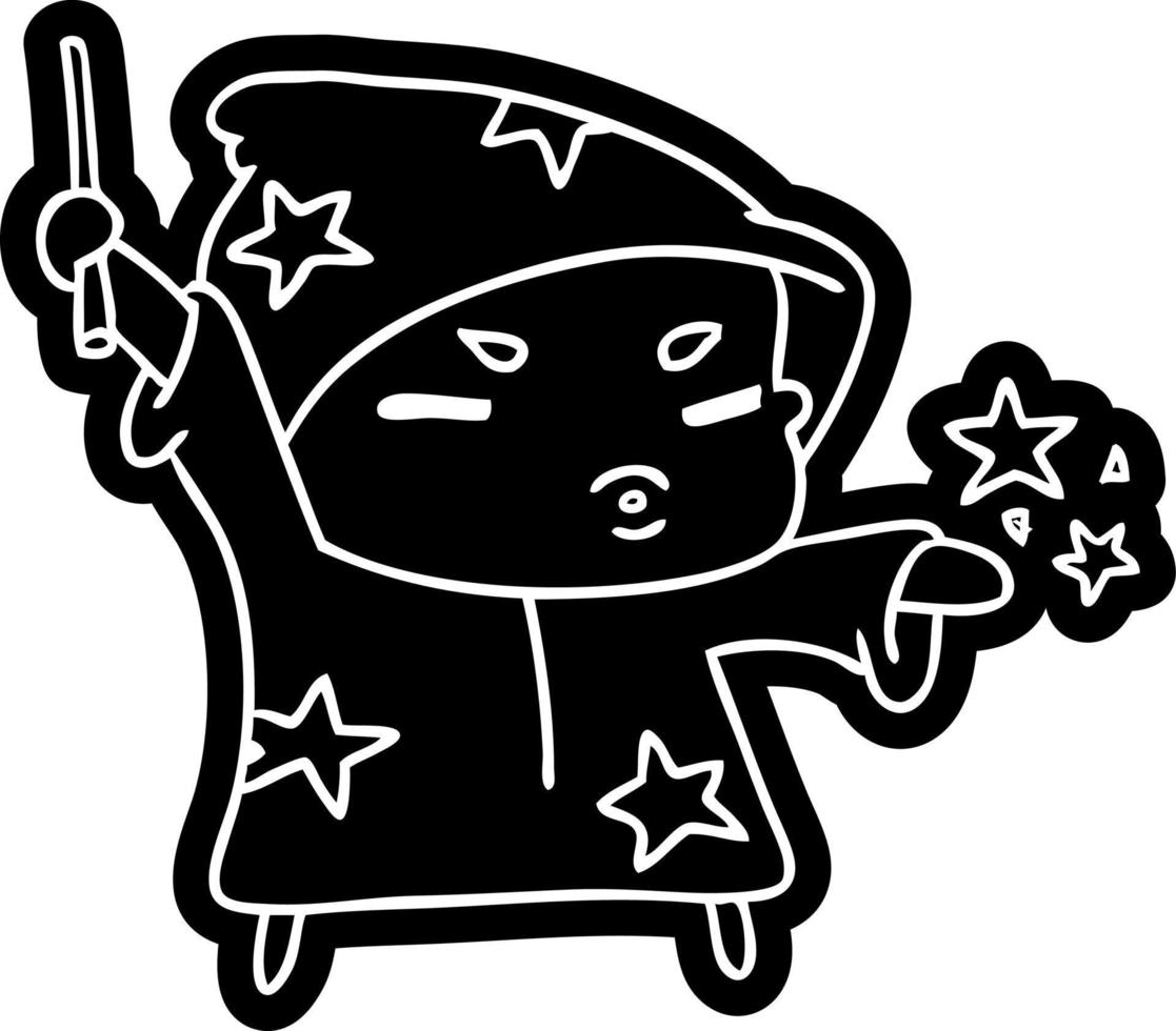 cartoon icon  cute kawaii wizard child vector