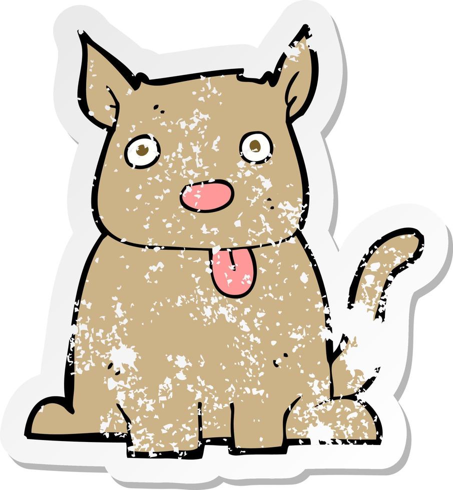 retro distressed sticker of a cartoon dog sticking out tongue vector