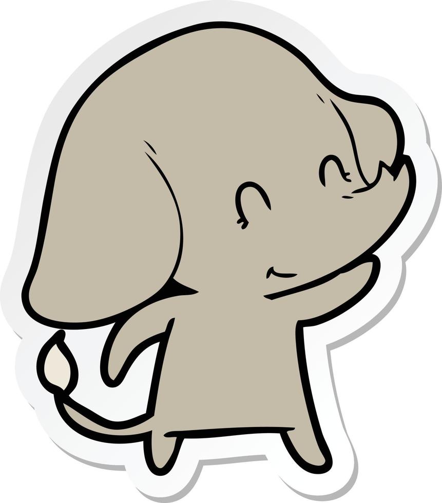 sticker of a cute cartoon elephant vector