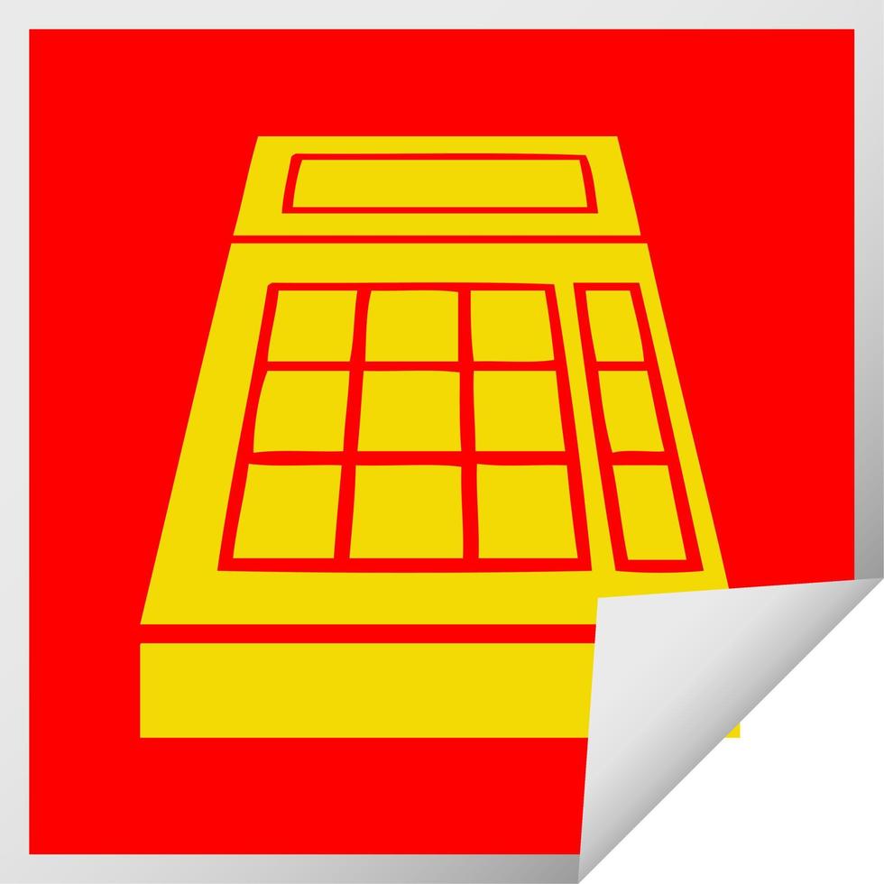 square peeling sticker cartoon school calculator vector