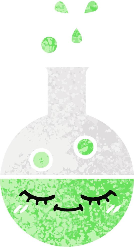 retro illustration style cartoon test tube vector