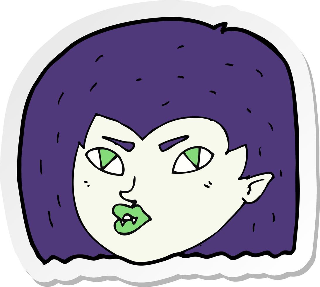 pegatina de una cara de vampiro de dibujos animados vector