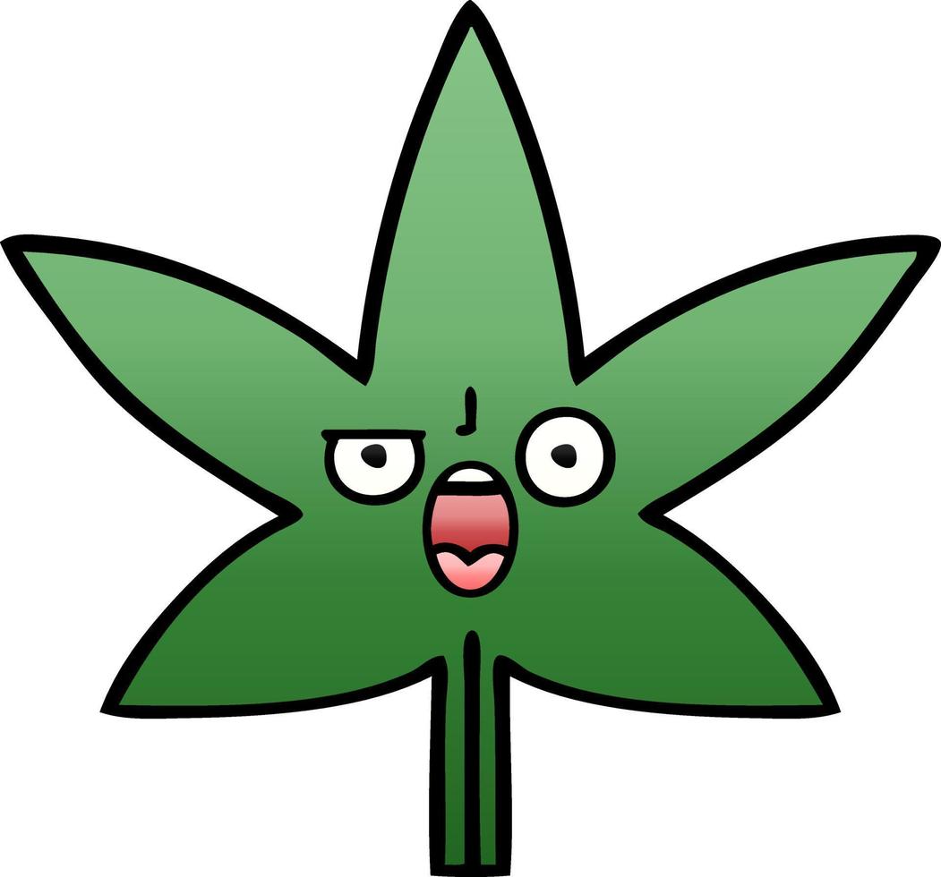 gradient shaded cartoon marijuana leaf vector