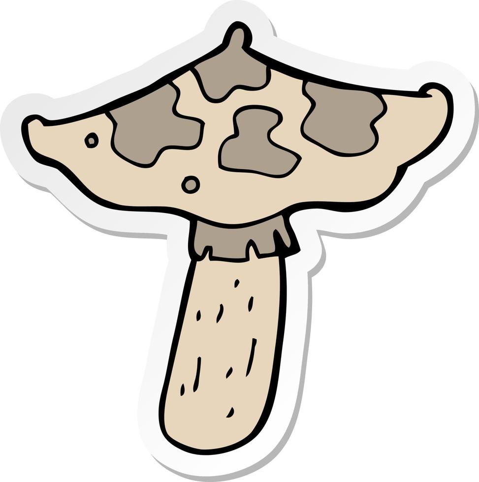 sticker of a cartoon toadstool vector