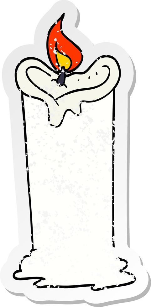 distressed sticker of a cartoon candle vector