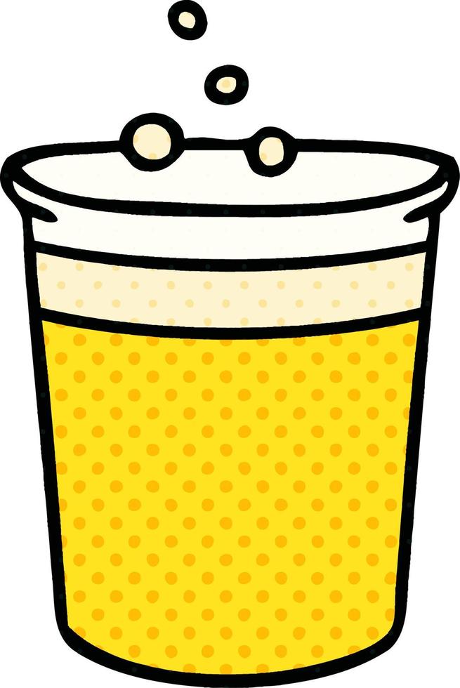 Extravagante vaso de cerveza de dibujos animados al estilo de un libro de historietas vector