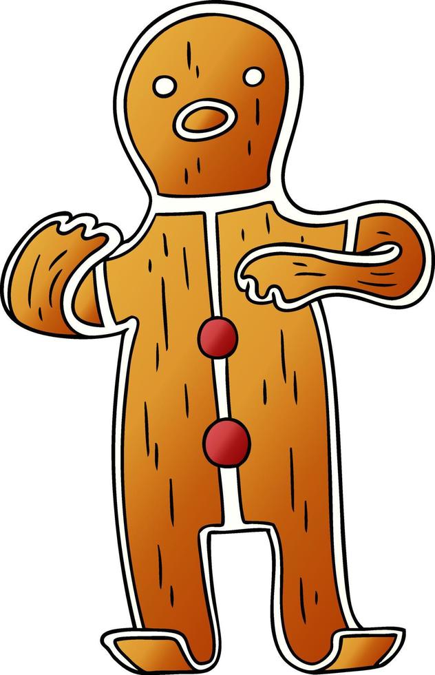 gradient cartoon doodle of a gingerbread man vector