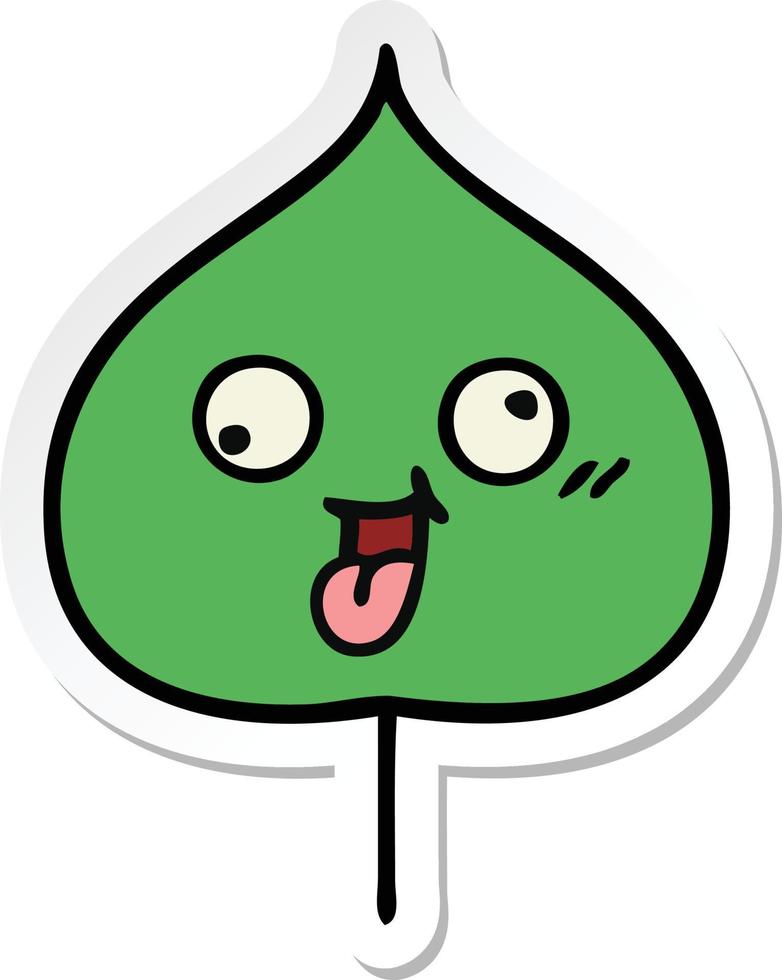 sticker of a cute cartoon expressional leaf vector