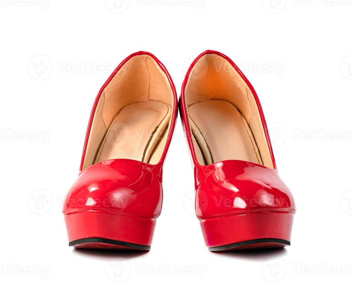 red high heels shoe isolated on white background photo