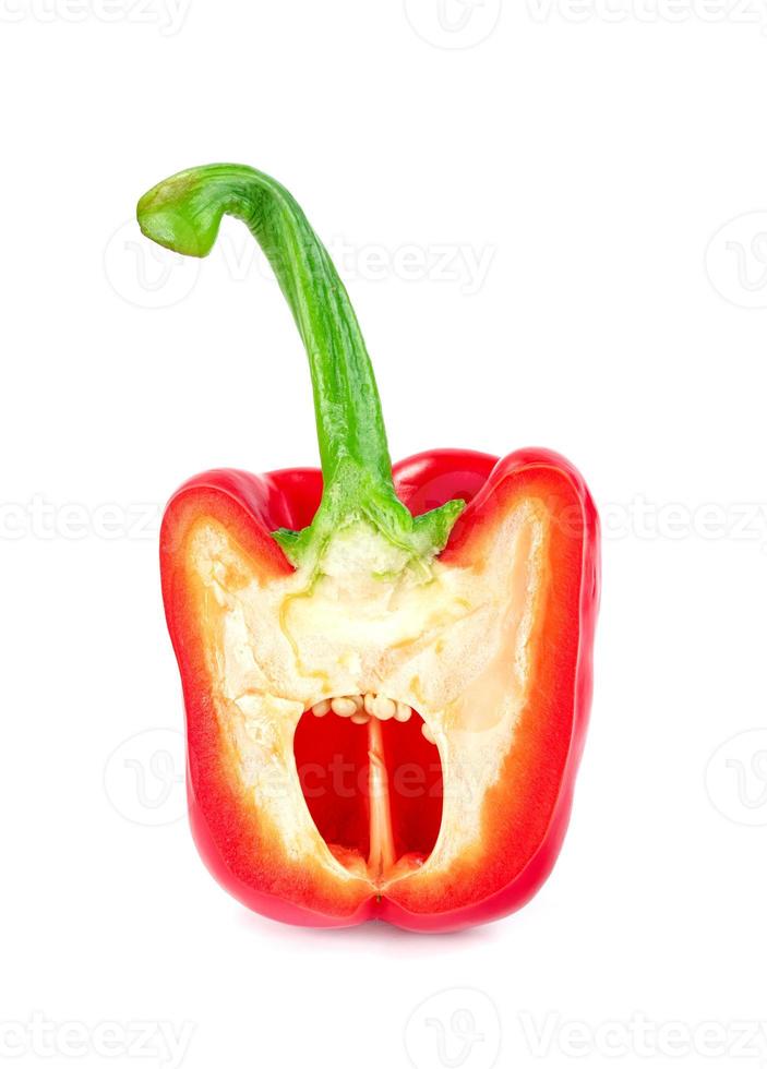 red sweet bell pepper sliced isolated on white background photo