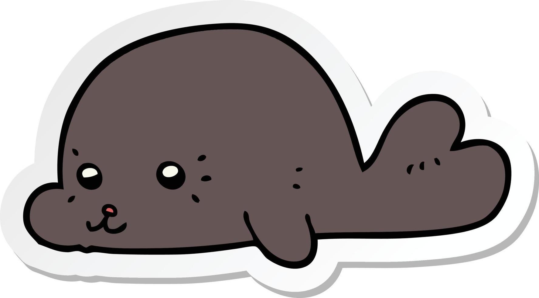 sticker of a cartoon baby seal vector