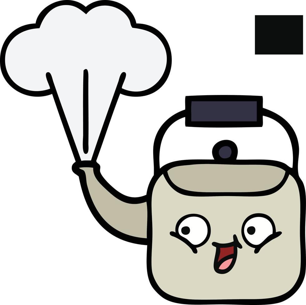 cute cartoon steaming kettle vector