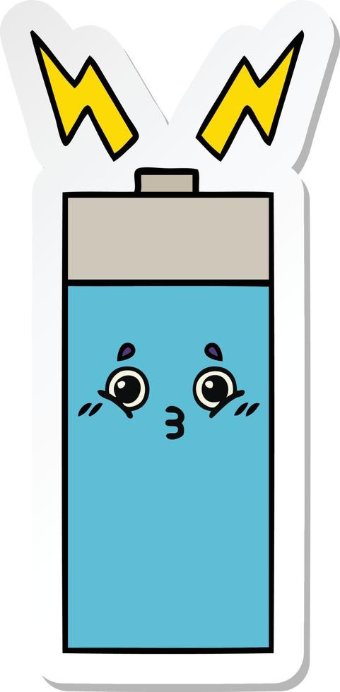 sticker of a cute cartoon battery vector