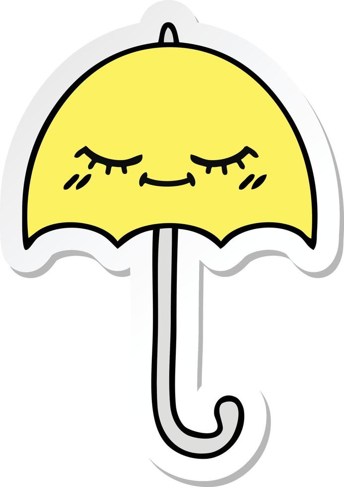 sticker of a cute cartoon umbrella vector