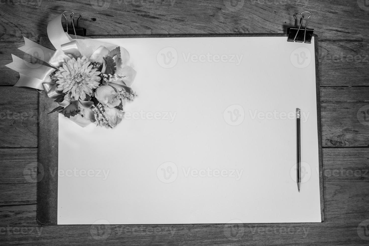 drawing board with paper on desk,filter effect. photo