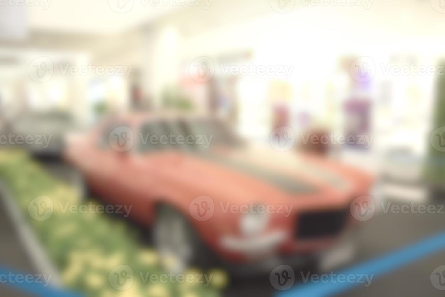 Vintage Car Show Room Blurry Background,Abstract Blurred Image photo