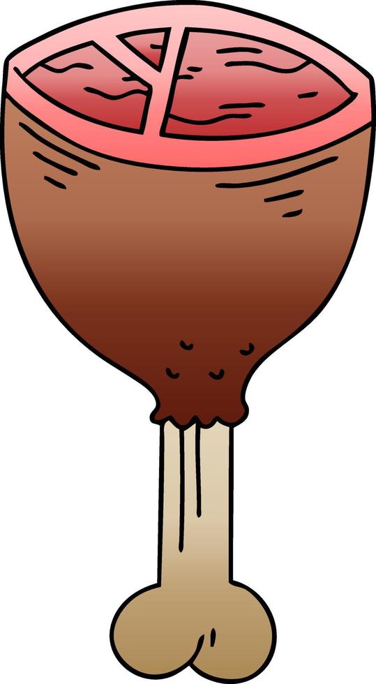 quirky gradient shaded cartoon meat bone vector